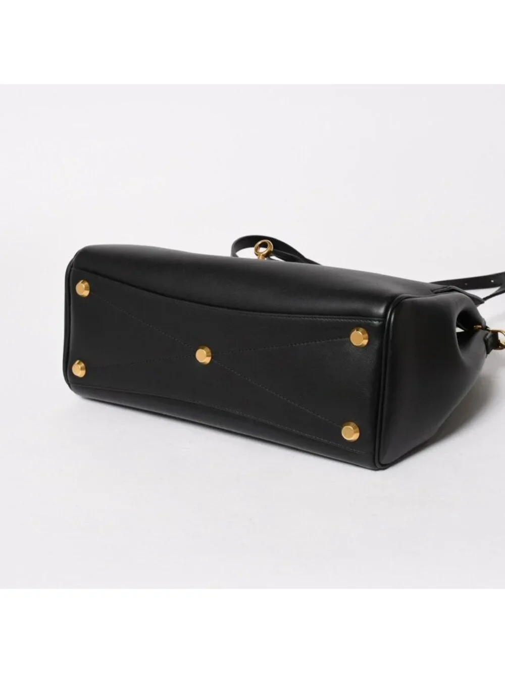 Balenciaga Bel Air Medium Carryall Leather 2-Way Handbag Black Gold
